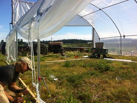 Josh Working on Hoop House